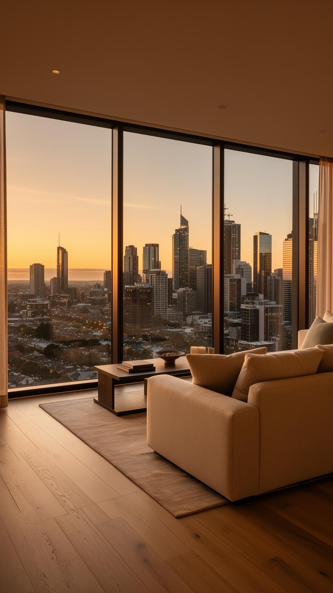 Melbourne luxury apartment at golden hour